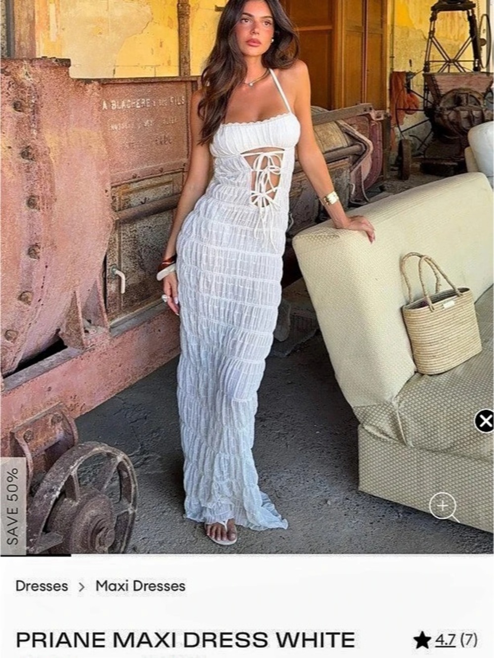 Outcast Priane Maxi Dress White Maxi Dress Size XXS Like New